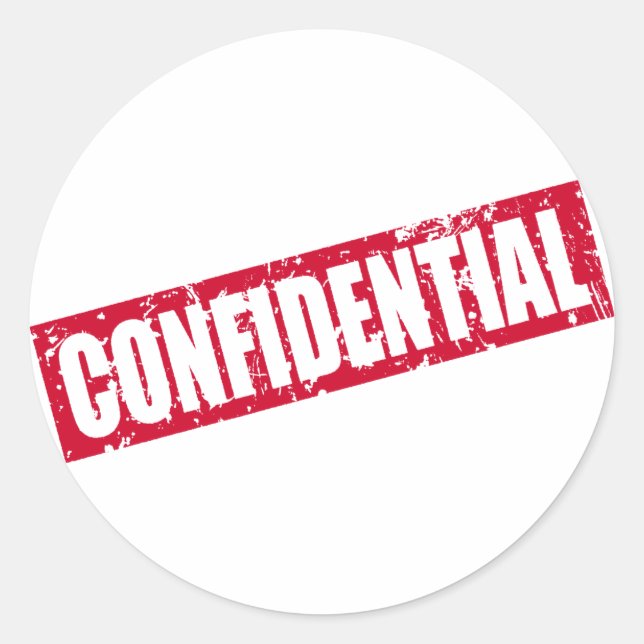 Pegatina Redonda Archivo confidencial (Anverso)