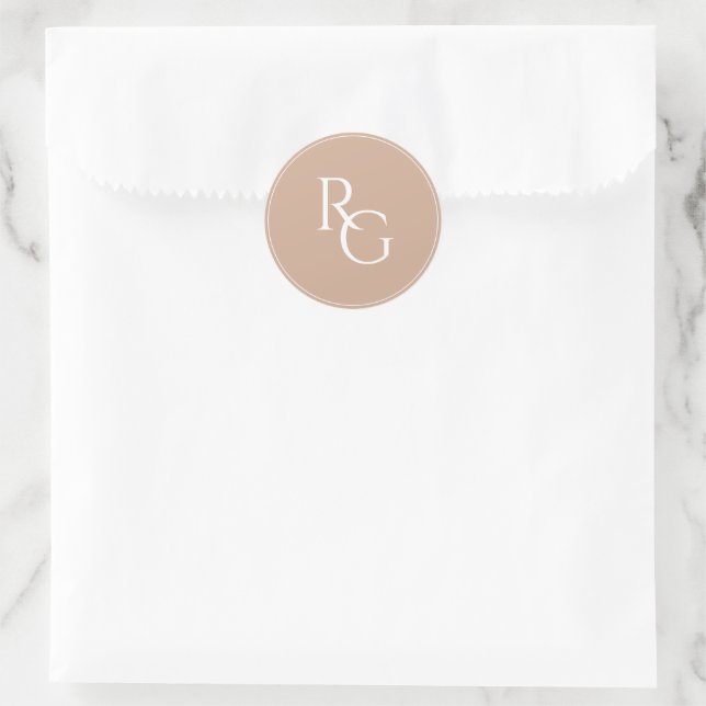 Pegatina Redonda Arcilla | Iniciales Chic Simple (Bolso)