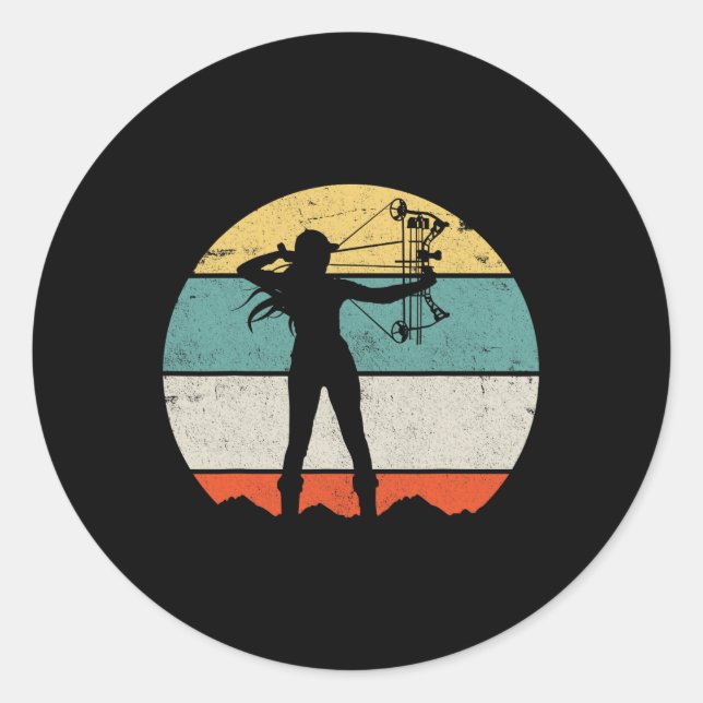 Pegatina Redonda Arco de caza de Bow (Anverso)