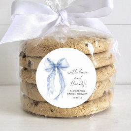 Pegatina Redonda Arco de Coqueta Azul Agradecimiento de Despedida d