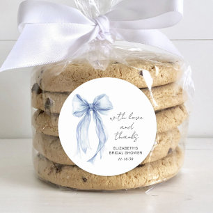 Pegatina Redonda Arco de Coqueta Azul Agradecimiento de Despedida d