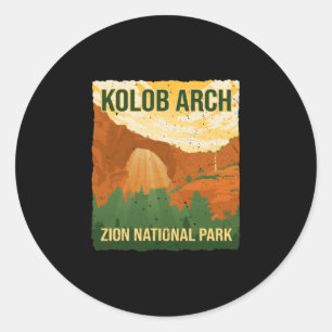 Pegatina Redonda arco de Kolob parque nacional zion senderismo camp