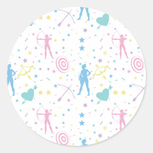 Pegatina Redonda Arco de mujeres - Flecha de arco de arco