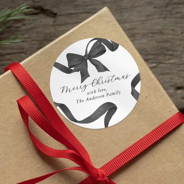 Pegatina Redonda Arco de Navidad Blanco Negro Feliz Navidad (Subido por el creador)