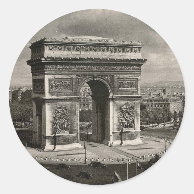 Pegatina Redonda Arco de Triunfo de París 1943 (Anverso)