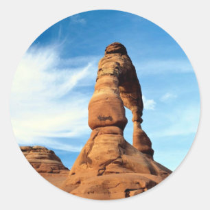 Pegatina Redonda Arco delicado, arcos parque nacional, Utah, los