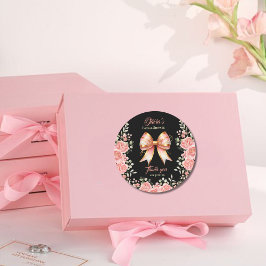 Pegatina Redonda Arco floral dorado y rosa para despedida de solter