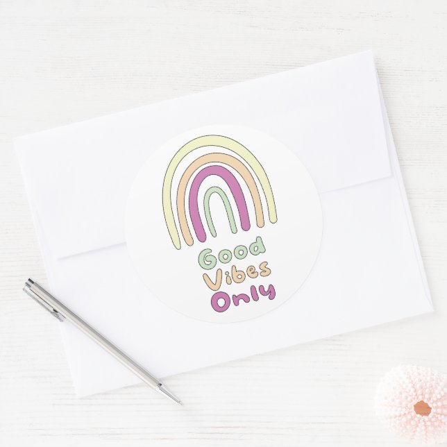 Pegatina Redonda arco iris boho inspirador y motivacional (Sobre)