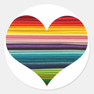 Pegatina Redonda Arco iris brillante del diseño del corazón de