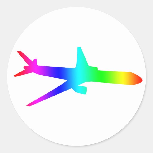 Pegatina Redonda Arco iris del avión (Anverso)