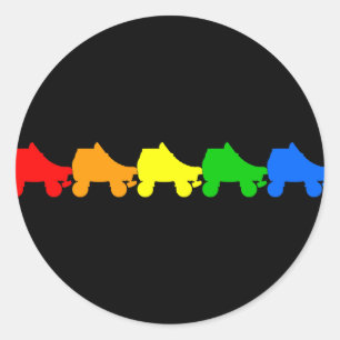 Pegatina Redonda arco iris del patín de ruedas