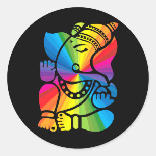 Pegatina Redonda Arco iris Ganesha