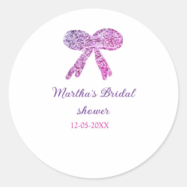 Pegatina Redonda Arco púrpura rosa brillo destellos despedida de so (Anverso)