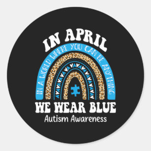 Pegatina Redonda Arcoiris Abril Usamos Autismo Azul Conciencia Homb