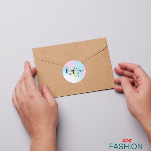 Pegatina Redonda Arcoiris acuarela Elegante Boda Gracias (#ordernow)