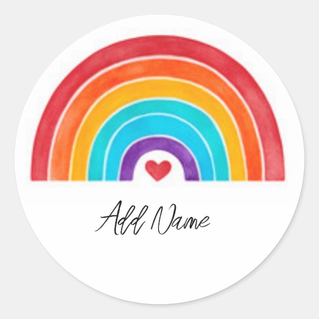 Pegatina Redonda Arcoiris - Añadir tu nombre (Anverso)
