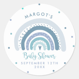Pegatina Redonda Arcoiris Baby Shower silenciado Pastel Arcoiris