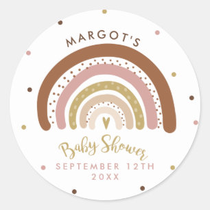 Pegatina Redonda Arcoiris Baby Shower silenciado Pastel Arcoiris