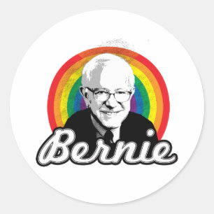 Pegatina Redonda Arcoíris Bernie - Política LGBT -