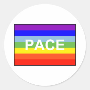 Pegatina Redonda Arcoiris con bandera de paz de PACE