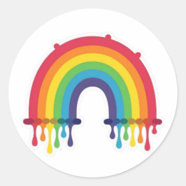 Pegatina Redonda Arcoíris con gotas de pintura lgbtq+