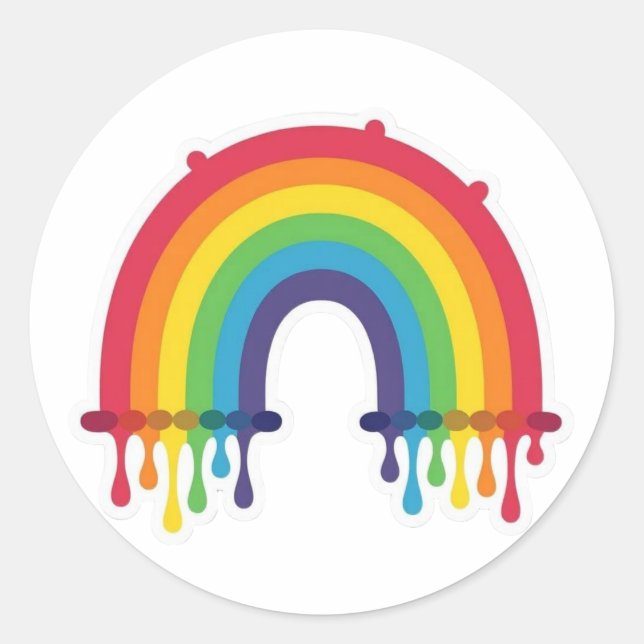 Pegatina Redonda Arcoiris con gotes de pintura lgbtq+ (Anverso)