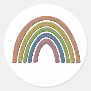 Pegatina Redonda Arcoiris con textura falsa de papel rústico