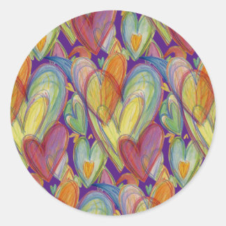 Pegatina Redonda Arcoiris Corazones de amor Art Personalizado Decal