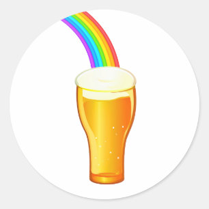Pegatina Redonda Arcoiris de cerveza
