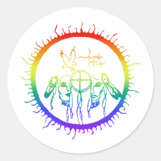 Pegatina Redonda Arcoiris de dos espíritus