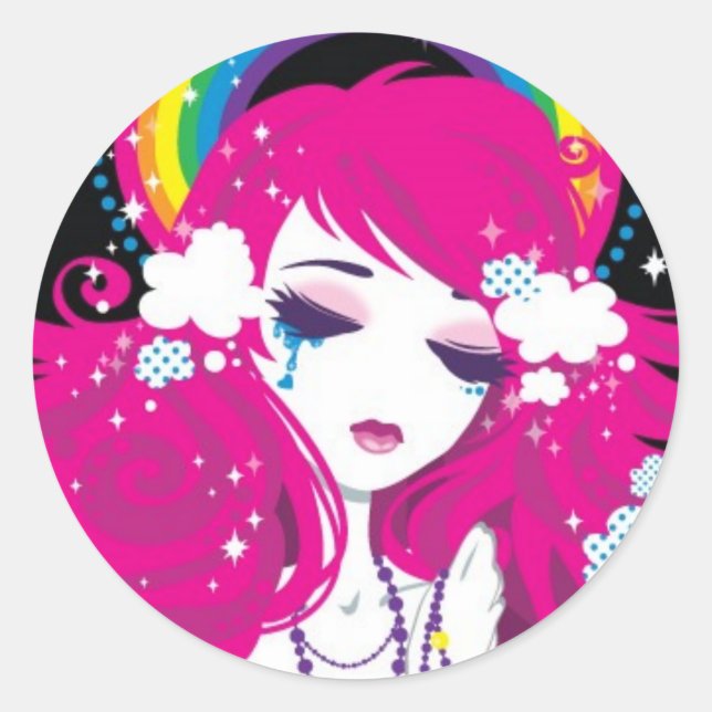 Pegatina Redonda arcoiris de granizo-pegatina (Anverso)