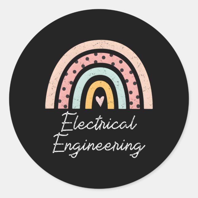Pegatina Redonda Arcoiris de ingeniería eléctrica (Anverso)