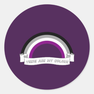 Pegatina Redonda Arcoiris de orgullo de asexualidad