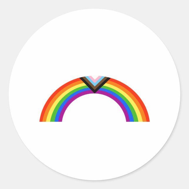 Pegatina Redonda Arcoíris de Orgullo Progresista (Anverso)
