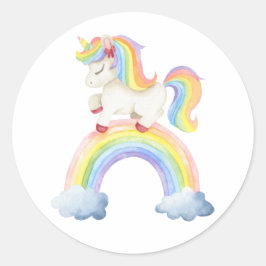 Pegatina Redonda Arcoíris de Unicornio