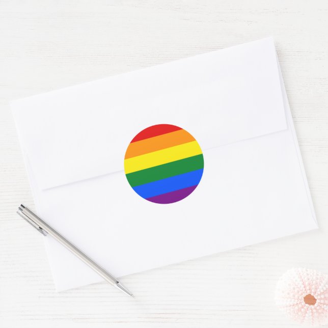 Pegatina Redonda Arcoiris del Orgullo LGBT (Sobre)