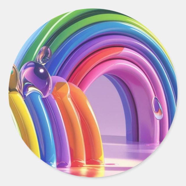 Pegatina Redonda Arcoiris distorsionados (Anverso)