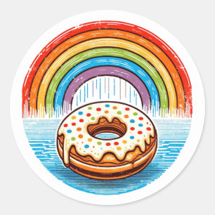 Pegatina Redonda Arcoiris donut