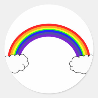 Pegatina Redonda Arcoiris en las nubes