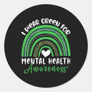 Pegatina Redonda Arcoiris En Marzo Usamos Salud Mental Verde Consci