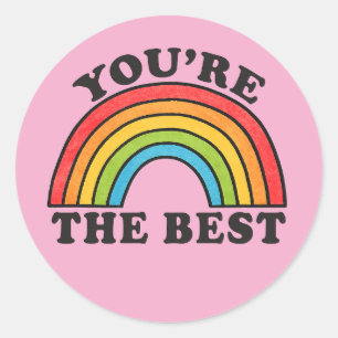 Pegatina Redonda Arcoiris Eres el mejor positivo