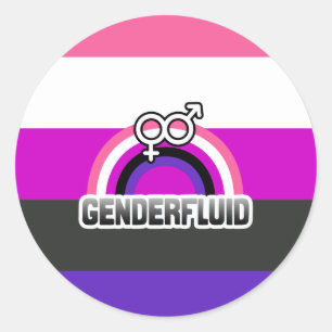 PEGATINA REDONDA ARCOÍRIS GENDERFLUID