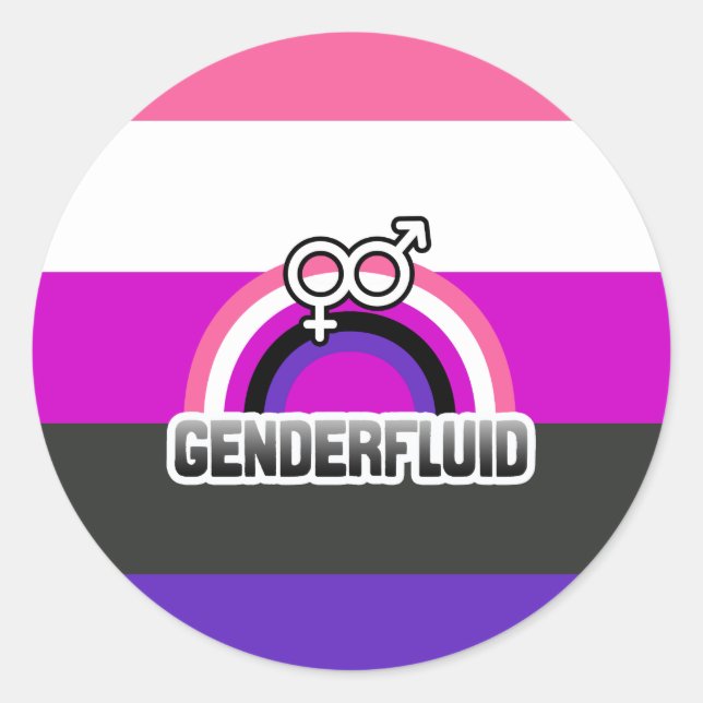PEGATINA REDONDA ARCOÍRIS GENDERFLUID (Anverso)
