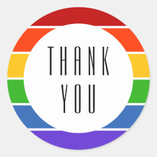 Pegatina Redonda Arcoiris Gracias Rayo Blanco