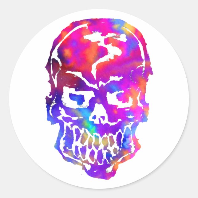 Pegatina Redonda Arcoiris Hippie Skull (Anverso)