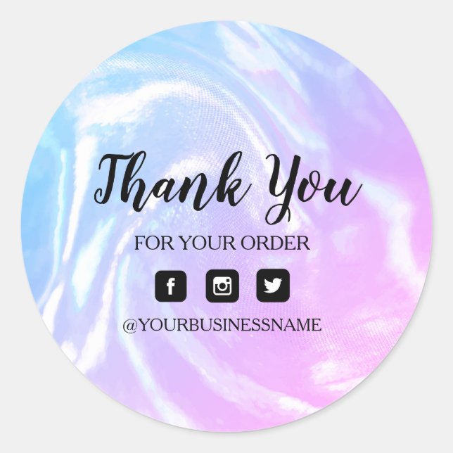 Pegatina Redonda Arcoiris holográfico | Elegancia y armonía (Anverso)