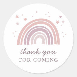 Pegatina Redonda Arcoiris lindo rosado. Fiesta de cumpleaños de niñ