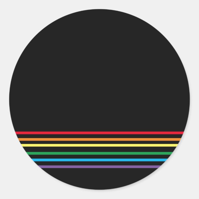 Pegatina Redonda Arcoiris lineal moderno en negro (Anverso)