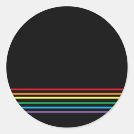 Pegatina Redonda Arcoiris lineal moderno en negro