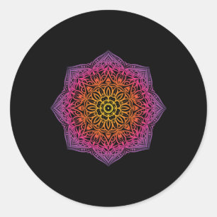 Pegatina Redonda Arcoíris Mandala Yoga Prana Om Paz